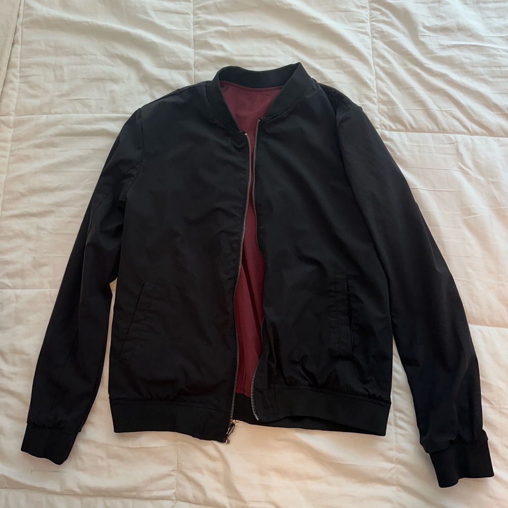 YoungLA Black Bomber Jacket with Maroon Interior